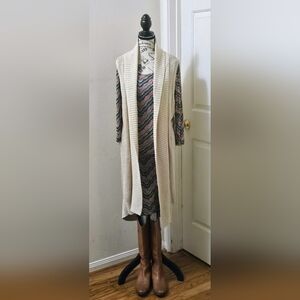 Women's Cream Open-Front Sweater